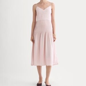 Everlane Women's Pleated Slip Dress in Butterlite in Soft Rose, Size 16